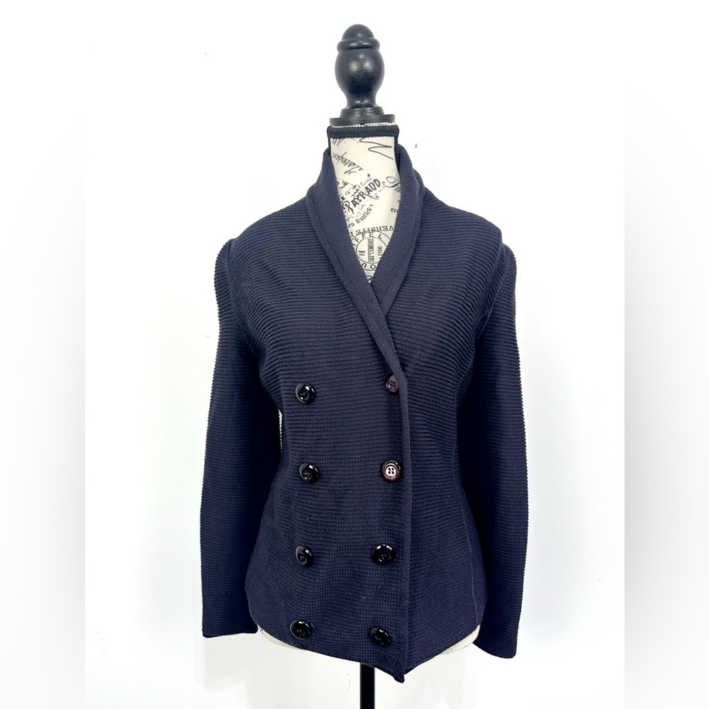 Armani Collezioni Doubled Breasted Wool Cardigan Sweater Sz 6 in Plum
